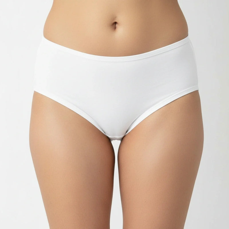 Bamboo Fabric Women's Mid Rise Panty | Peach and White | Pack of 2