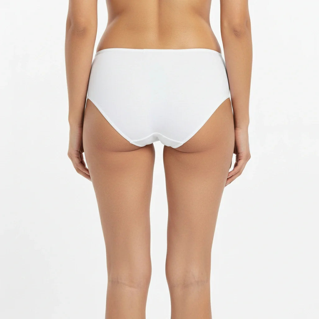 Bamboo Fabric Women's Mid Rise Panty | Peach and White | Pack of 2