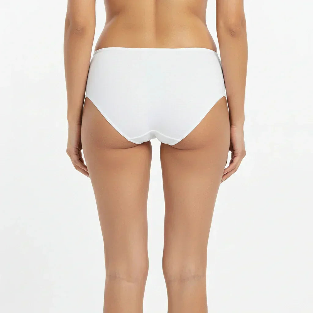 Bamboo Fabric Women's Mid Rise Panty | Peach and White | Pack of 2
