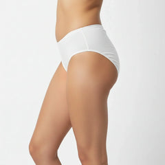 Bamboo Fabric Women's Mid Rise Panty | Peach and White | Pack of 2