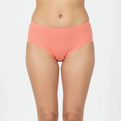 Bamboo Fabric Women's Mid Rise Panty | Peach and White | Pack of 2