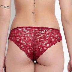 Set Of 2 Purple & Maroon Mid-Rise Net Self Design Panties Bikini Briefs