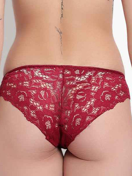 Set Of 3 Blue, Black & Maroon Mid-Rise Net Self Design Panties Bikini Briefs