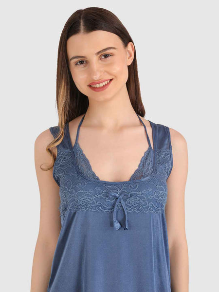 Women Bridal Blue Hot Satin Night Wear Babydoll Lingerie Bra Panty Set
