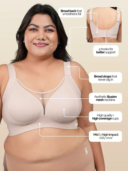 Set - Beige Minimiser Bra and Pink Shaper Underwear