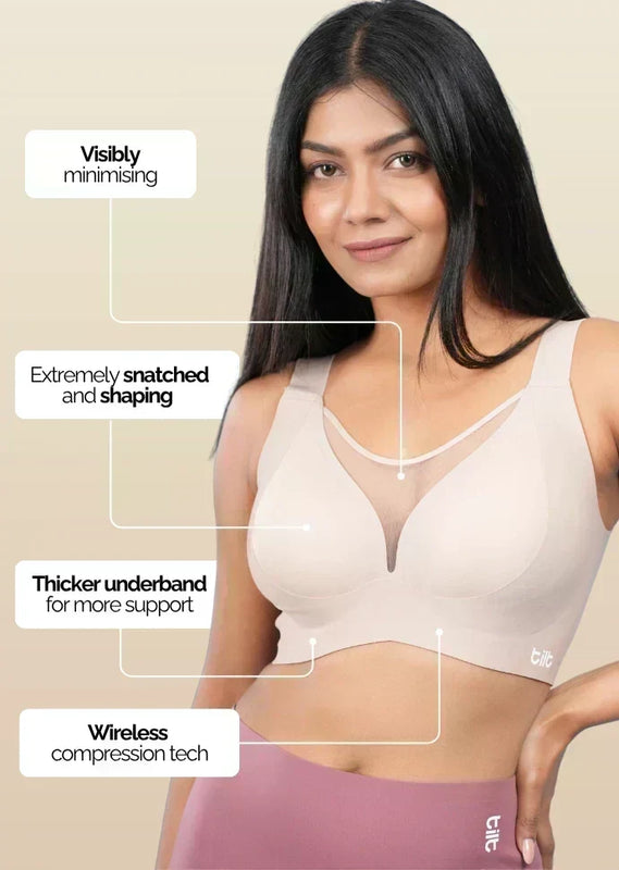 Set - Beige Minimiser Bra and Pink Shaper Underwear