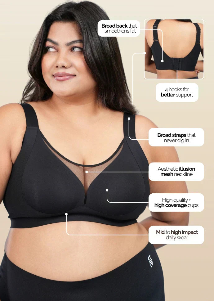 Black Minimiser Bra