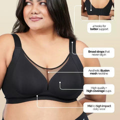 Black Minimiser Bra - 2 Pack