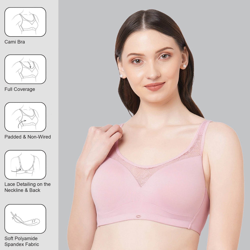 SOIE Woman - Full Coverage Padded Non Wired Bra With Lace Detailing - Bra -for Women