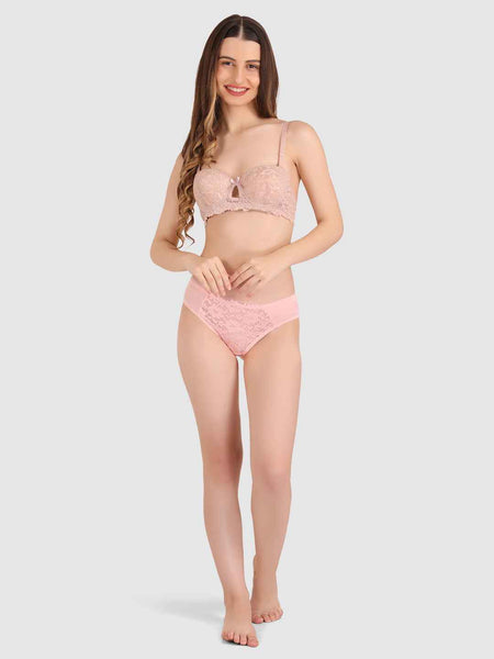 women Skin Lace Underwired Heavily Padded Push-Up Bra
