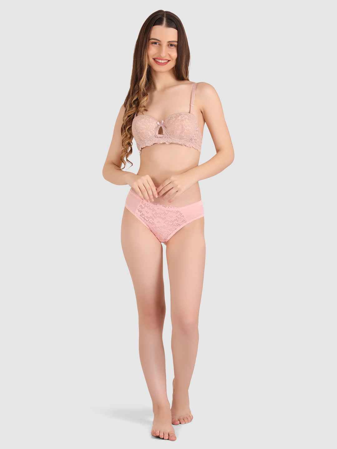 women Skin Lace Underwired Heavily Padded Push-Up Bra
