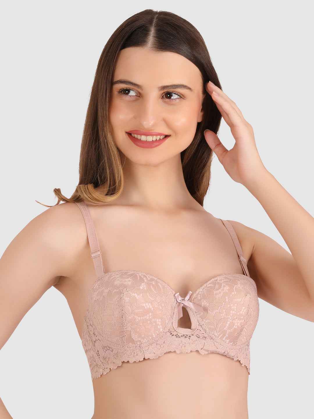 women Skin Lace Underwired Heavily Padded Push-Up Bra