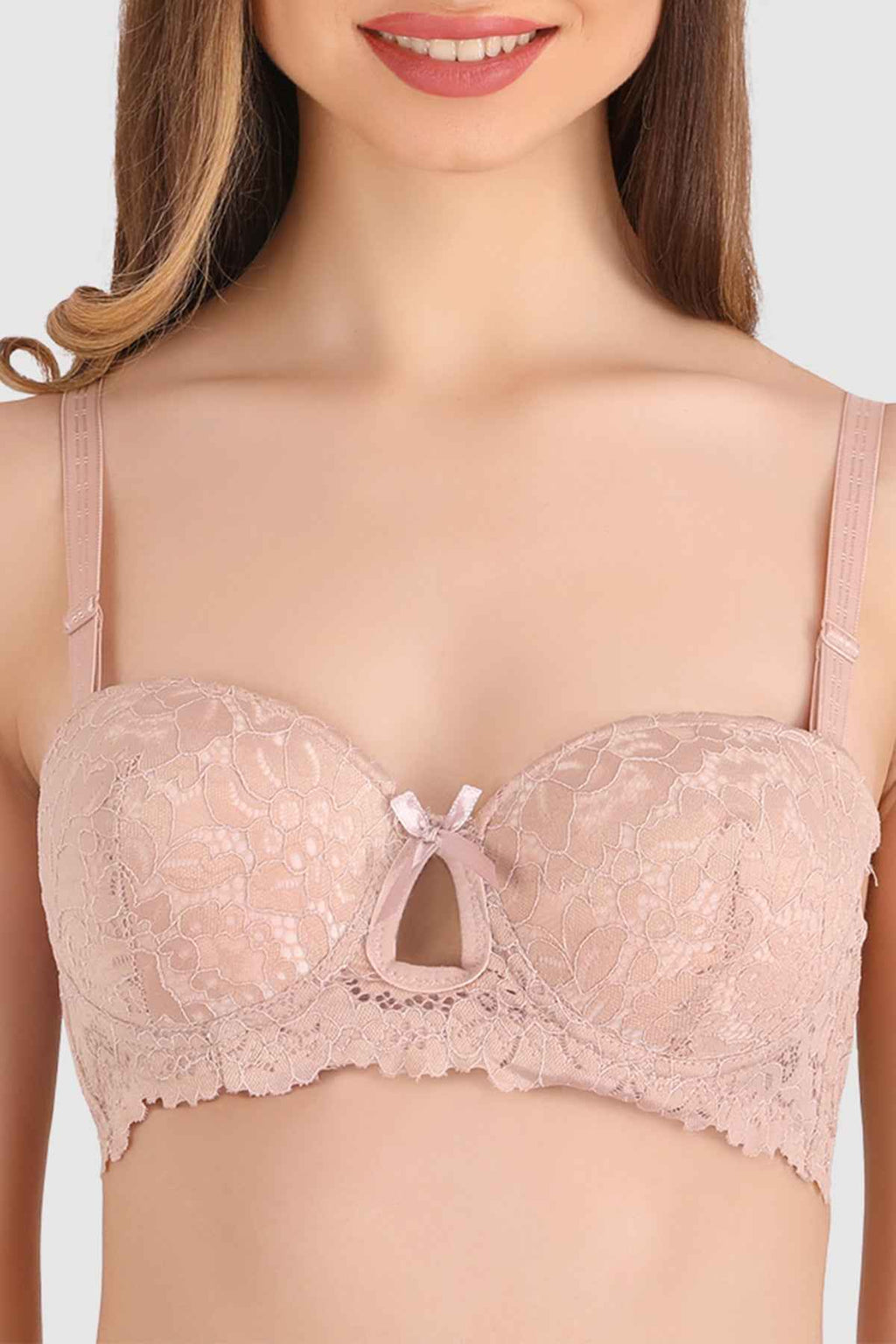 women Skin Lace Underwired Heavily Padded Push-Up Bra