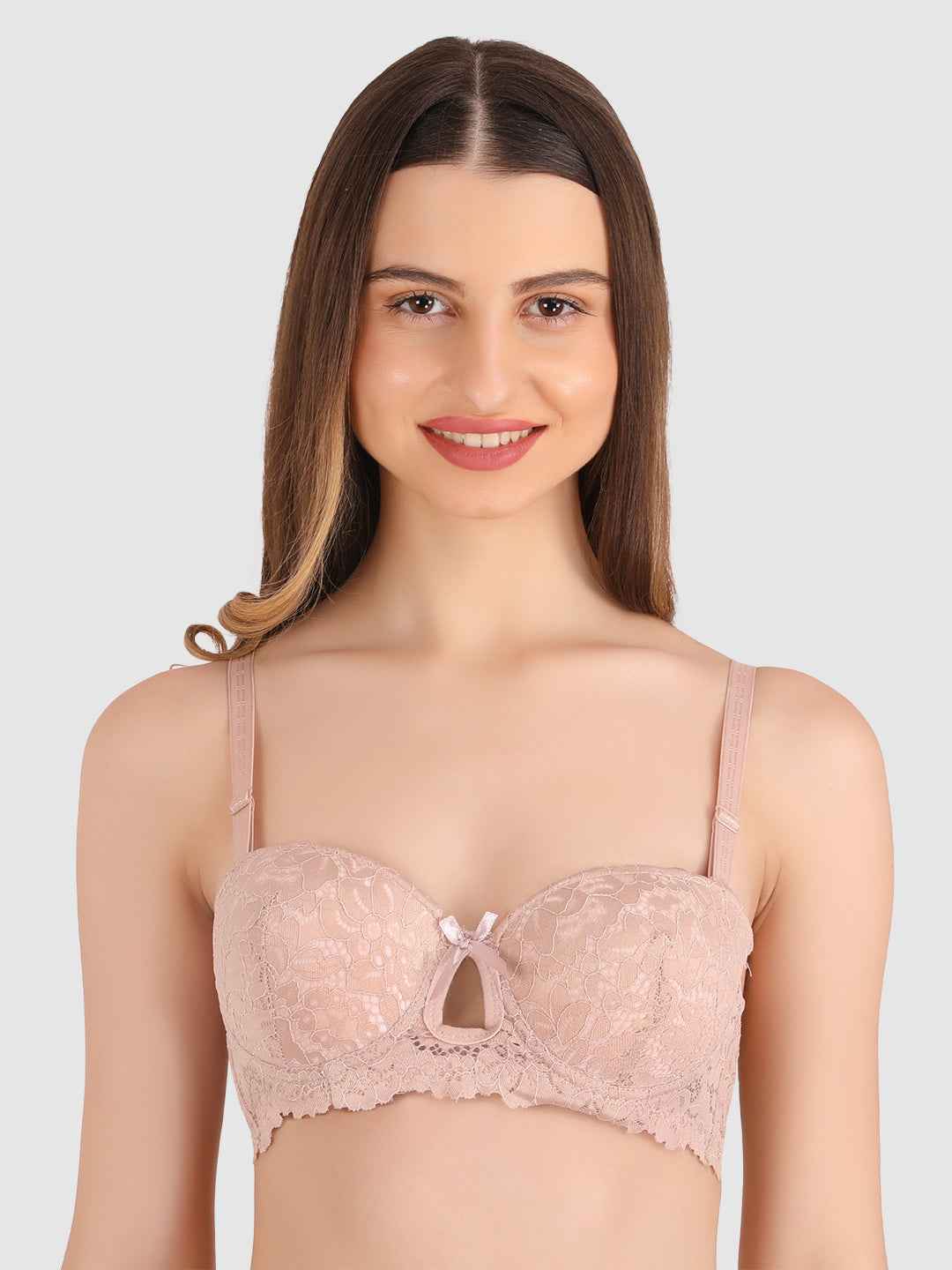women Skin Lace Underwired Heavily Padded Push-Up Bra