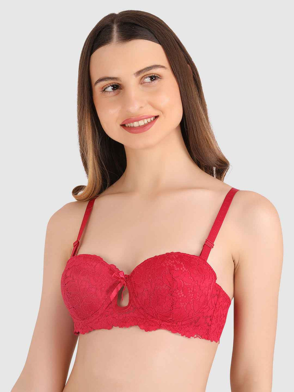 women Maroon Lace Underwired Heavily Padded Push-Up Bra