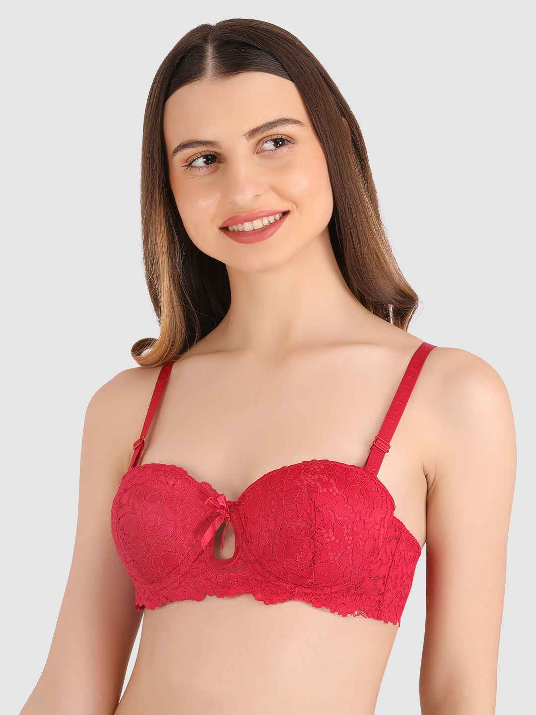 women Maroon Lace Underwired Heavily Padded Push-Up Bra