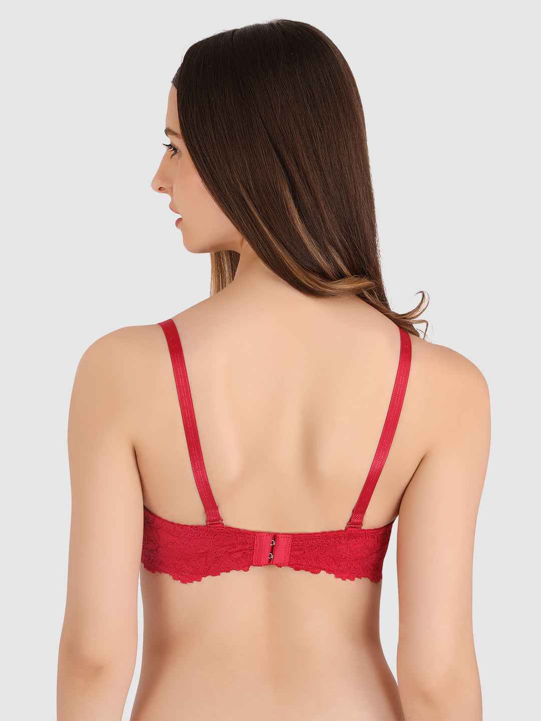 women Maroon Lace Underwired Heavily Padded Push-Up Bra