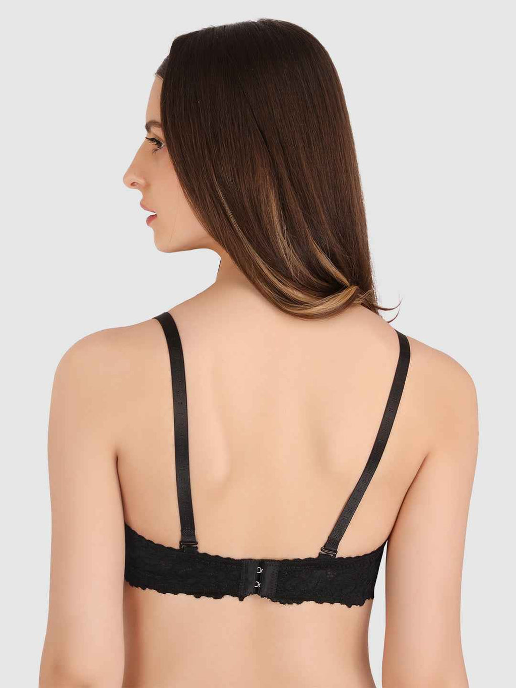 women Black Lace Underwired Heavily Padded Push-Up Bra