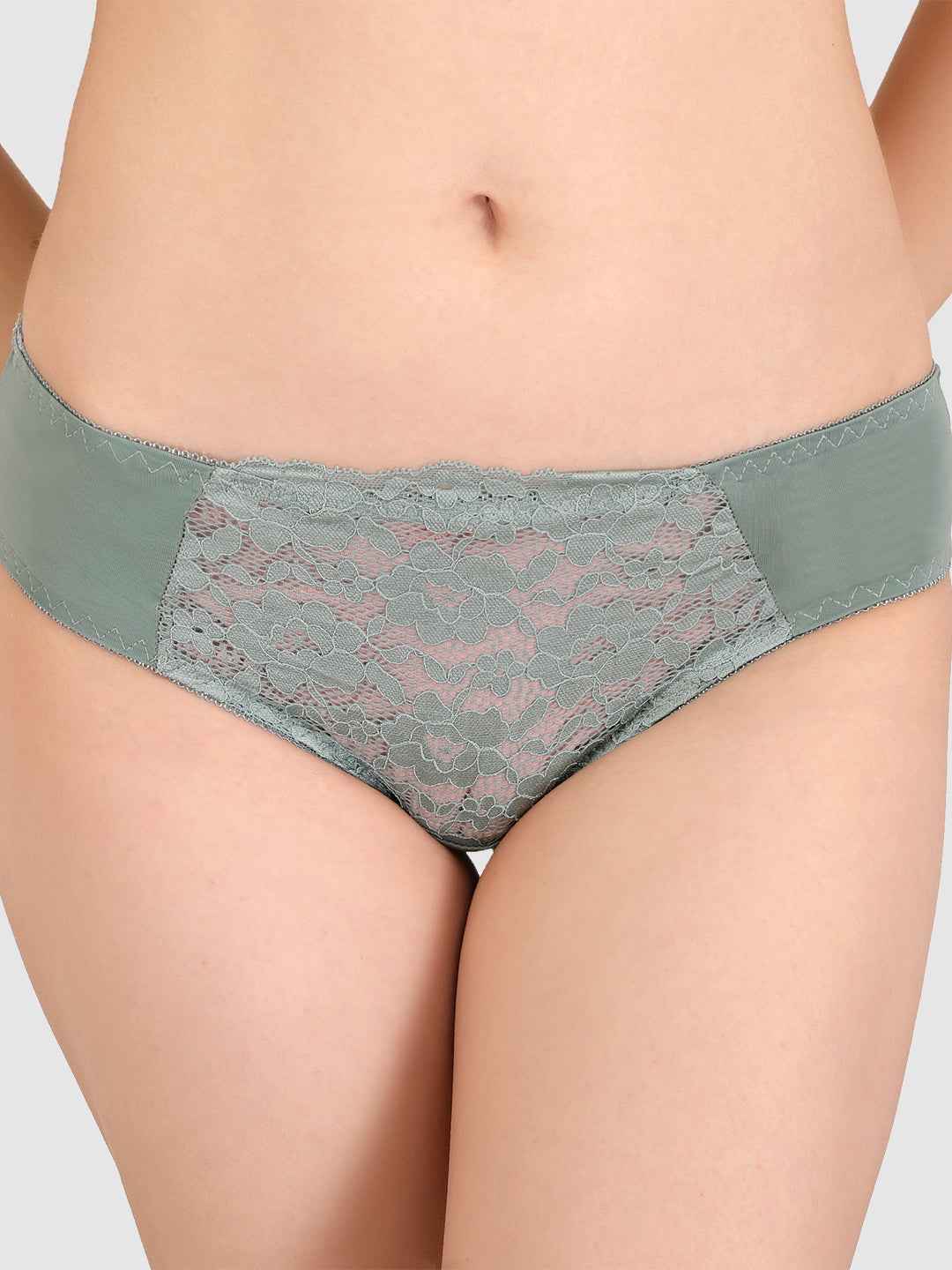Women Green Lace Heavily Padded Push up Lingerie Set