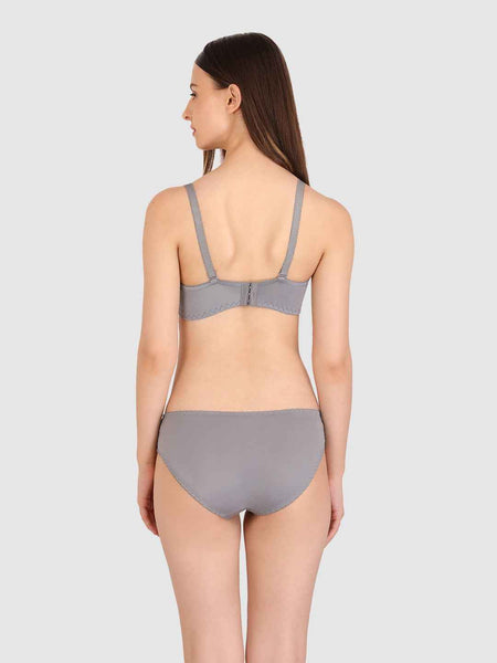 Women Grey Parisian Cut Heavily Padded Push up Lingerie Set