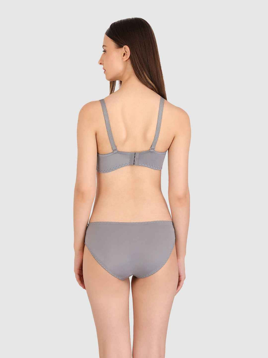 Women Grey Parisian Cut Heavily Padded Push up Lingerie Set