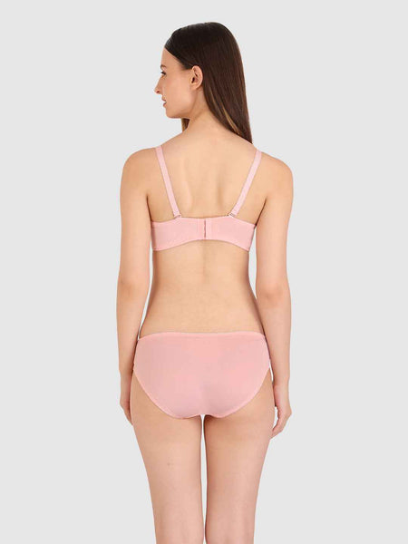 Women Peach Parisian Cut Heavily Padded Push up Lingerie Set
