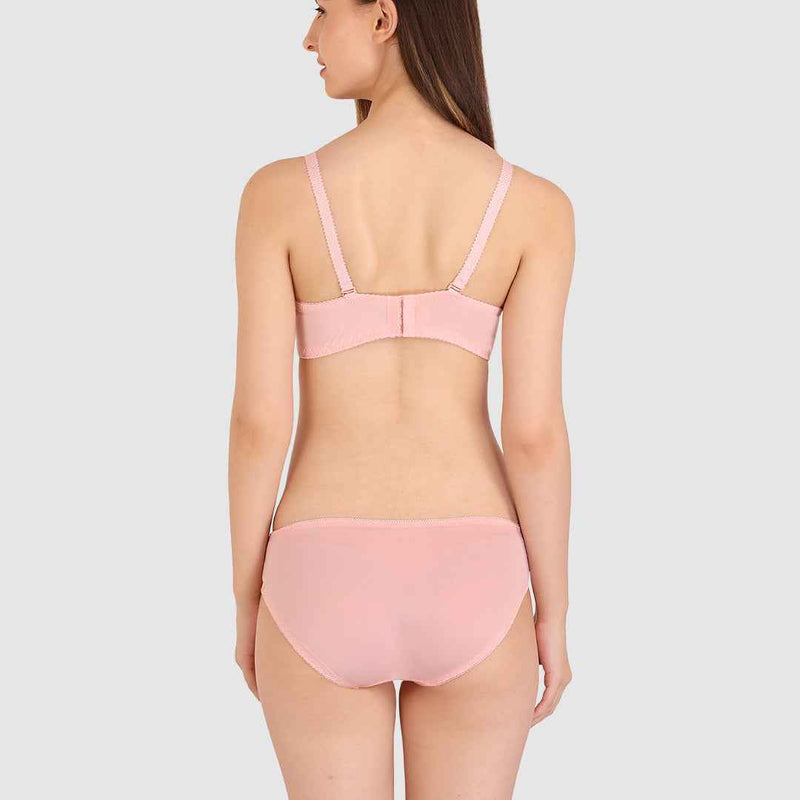 Women Peach Parisian Cut Heavily Padded Push up Lingerie Set