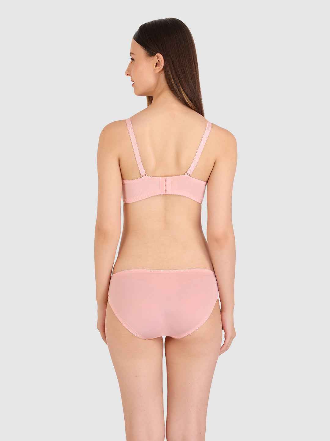 Women Peach Parisian Cut Heavily Padded Push up Lingerie Set