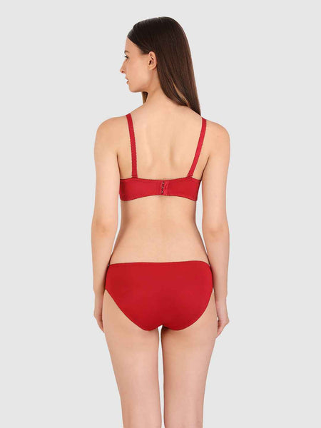 Women Maroon Parisian Cut Heavily Padded Push up Lingerie Set