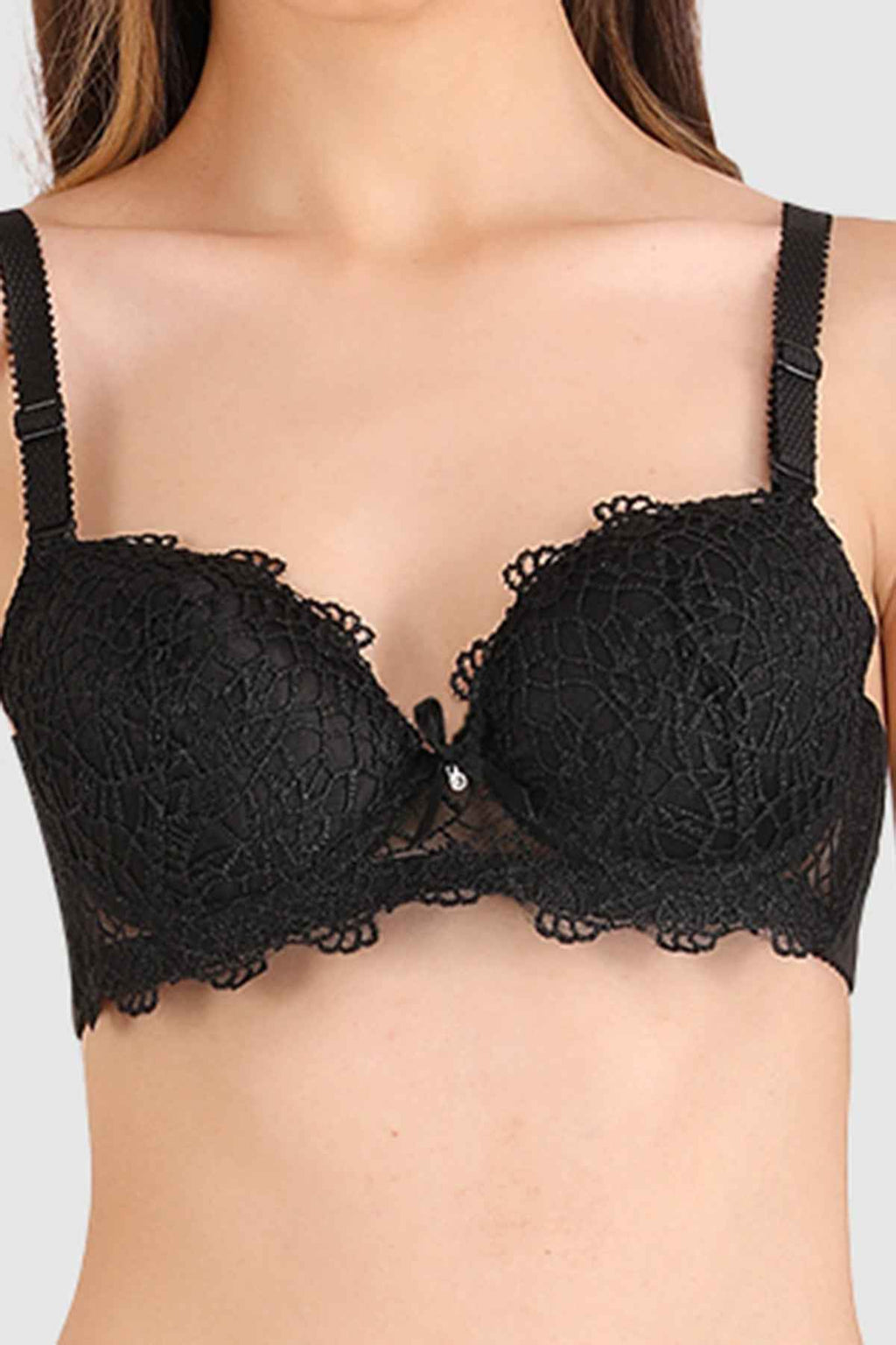 Women Black Parisian Cut Heavily Padded Push up Lingerie Set