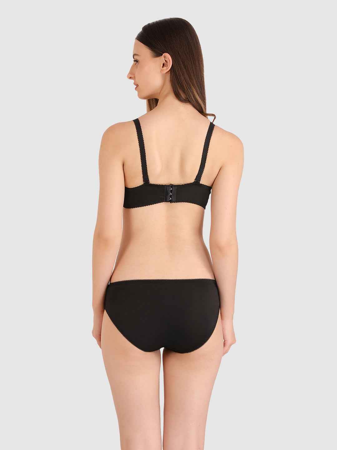 Women Black Parisian Cut Heavily Padded Push up Lingerie Set