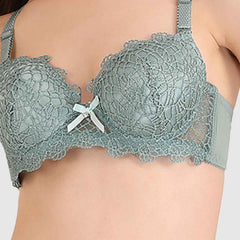 Women Green Parisian Cut Heavily Padded Push up Lingerie Set