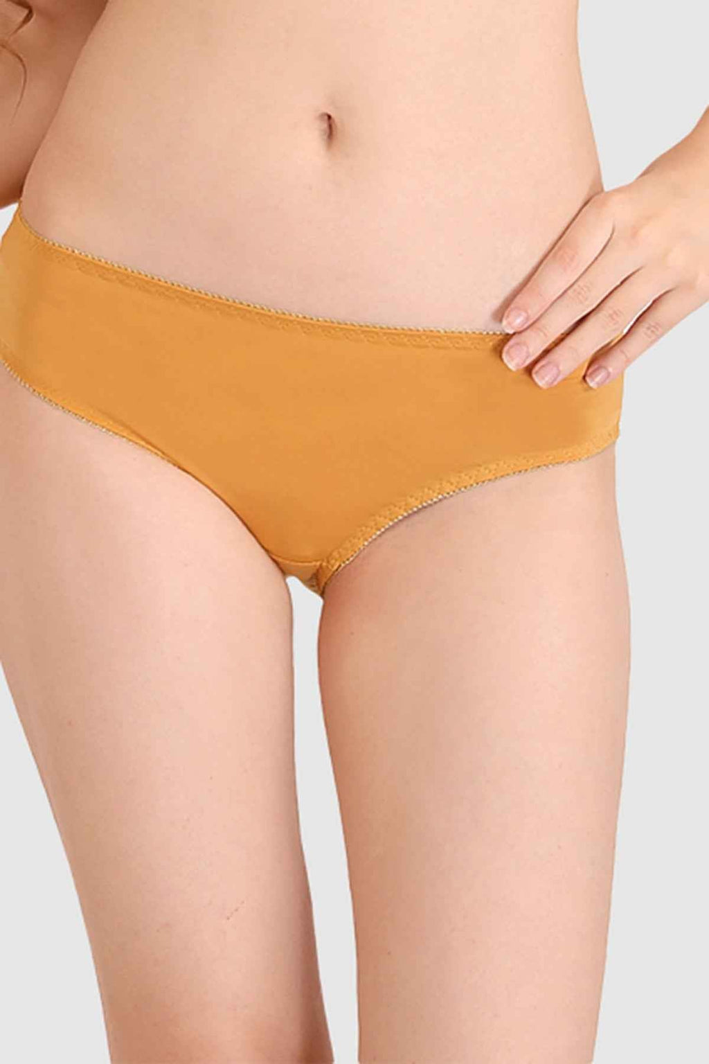 Women Mustard Parisian Cut Heavily Padded Push up Lingerie Set