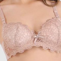 Women Nude Parisian Cut Heavily Padded Push up Lingerie Set