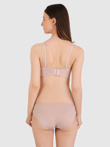 Women Nude Parisian Cut Heavily Padded Push up Lingerie Set