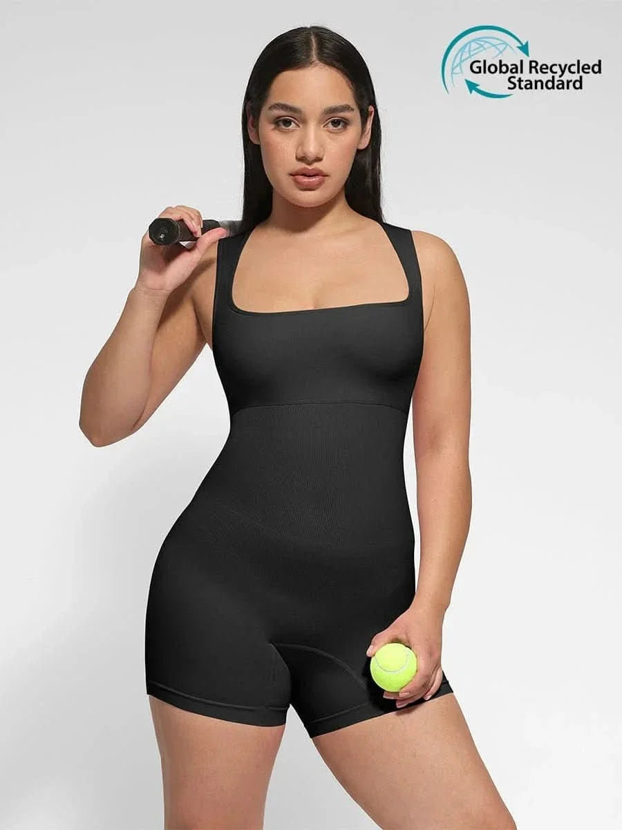 Seamless Square Neck Waist and Belly Shaping Jumpsuit