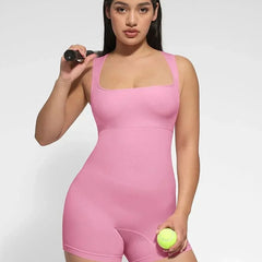 Seamless Square Neck Waist and Belly Shaping Jumpsuit