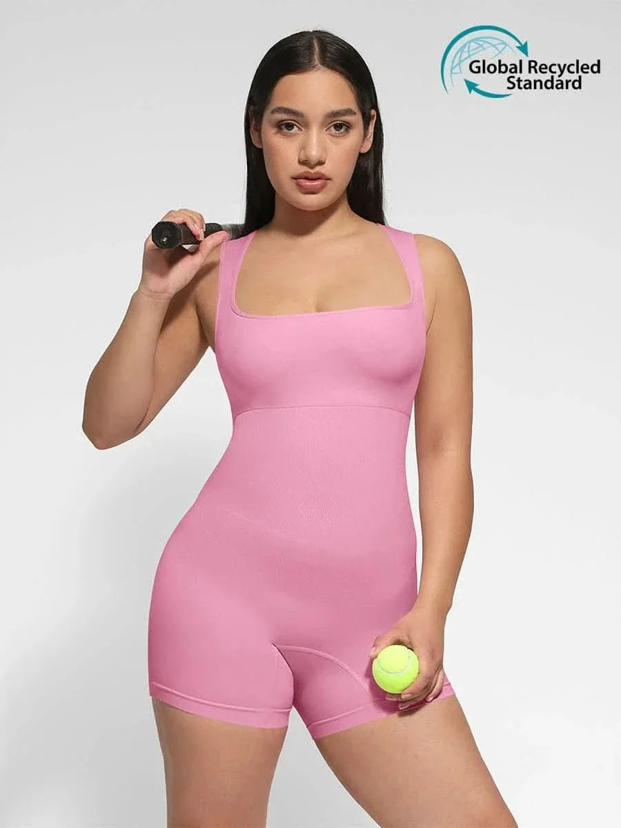 Seamless Square Neck Waist and Belly Shaping Jumpsuit