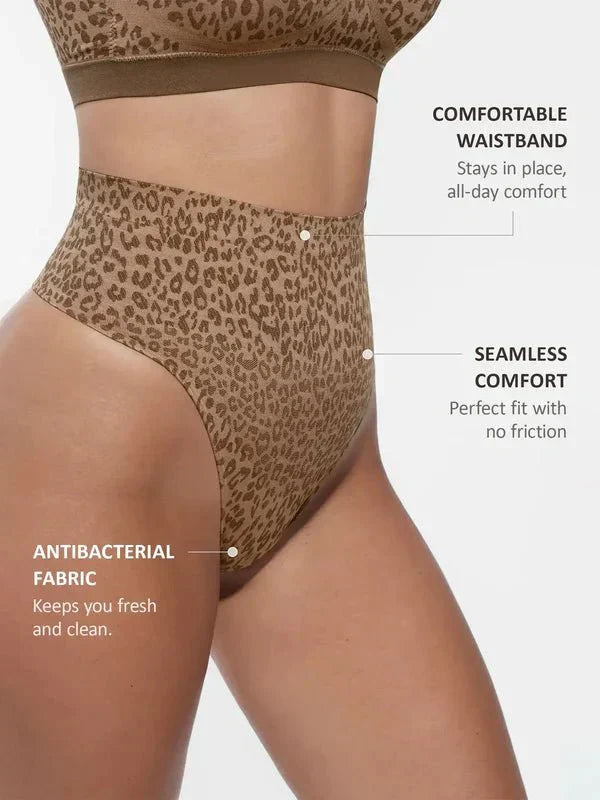 Leopard Print Seamless Tummy Control Thong