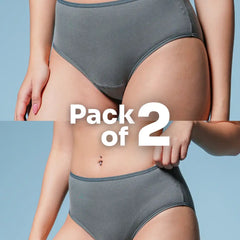 2 Pack - Grey Mid-waist Absorbent Underwear