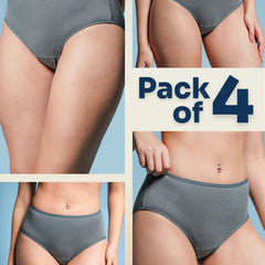 A four-panel collage of a grey underwear with a 
