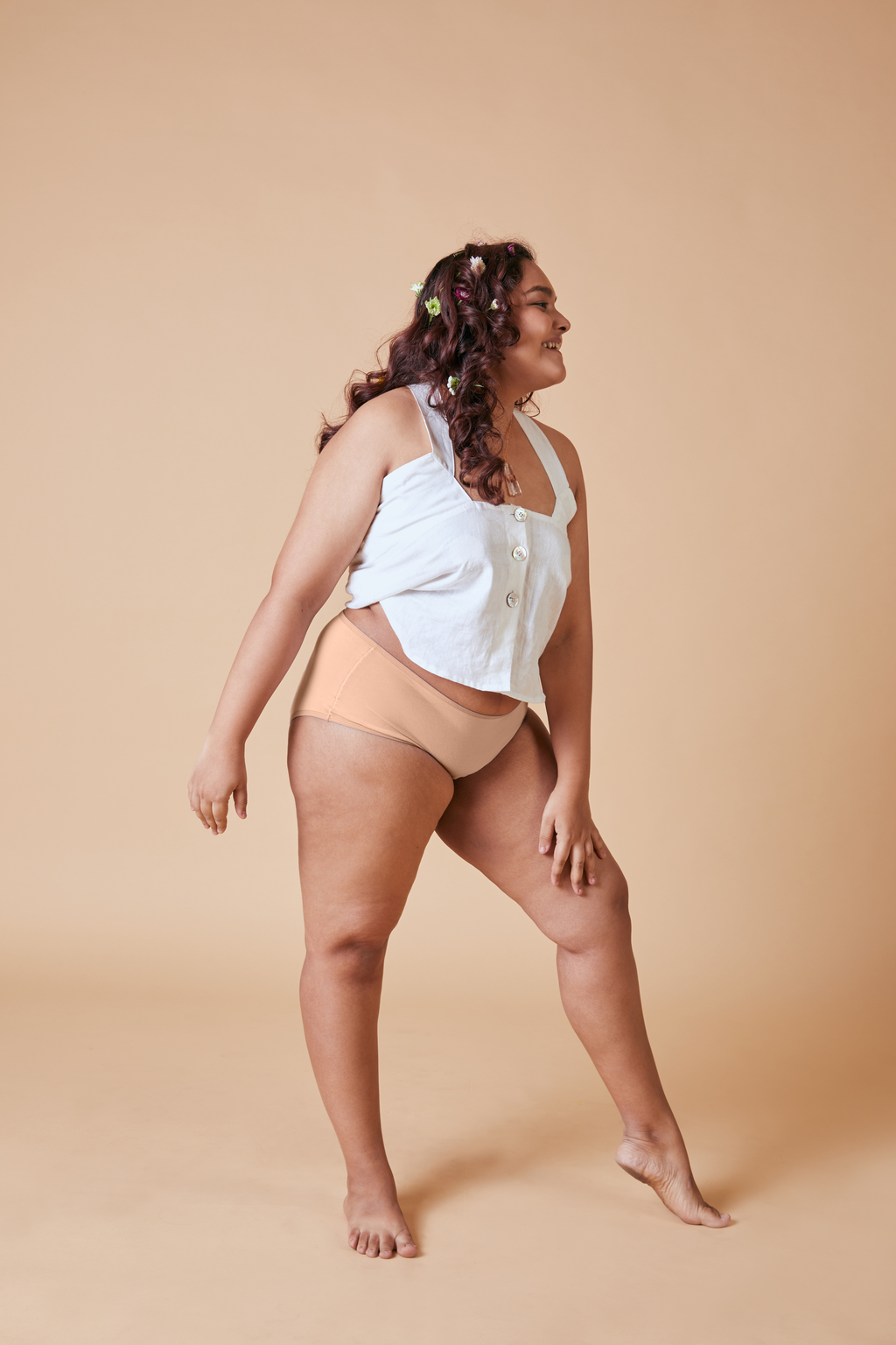 Beige modal underwear women – Tilt panties with absorbent antimicrobial gusset.