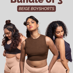 Beige Bundle of 3 Modal Fabric Boyshorts for Women | Tilt Intimates
