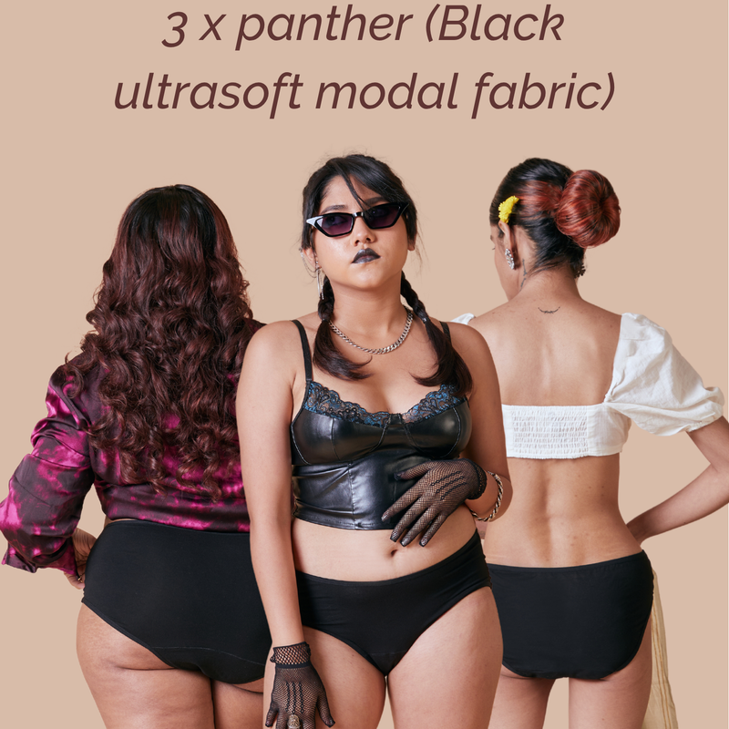 Panther Black Ultrasoft Modal Fabric Underwear Bundle of 3 | Tilt Intimates