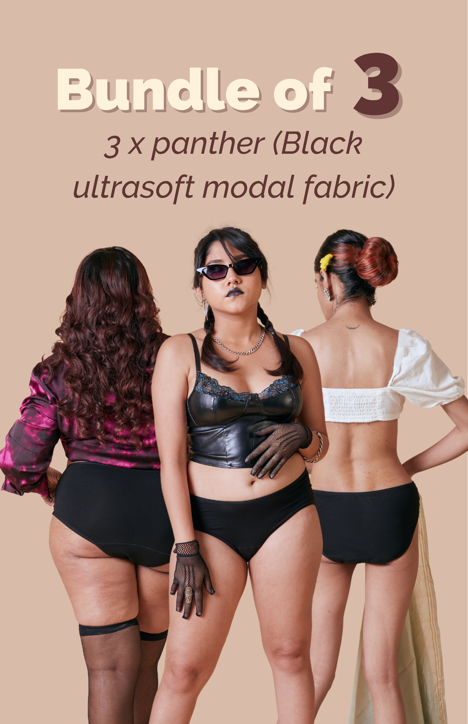 Panther Black Ultrasoft Modal Fabric Underwear Bundle of 3 | Tilt Intimates