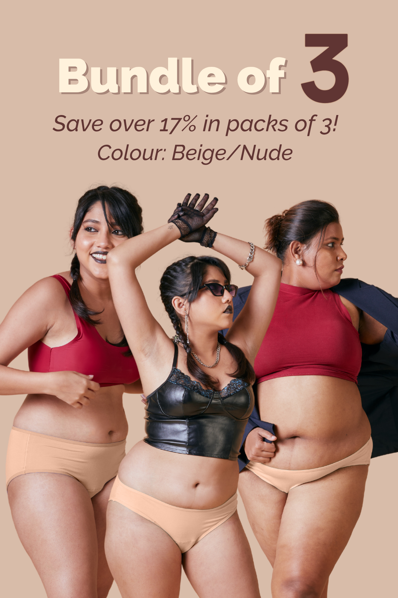 Latte Modal Fabric Underwear Bundle of 3  | Tilt Intimates