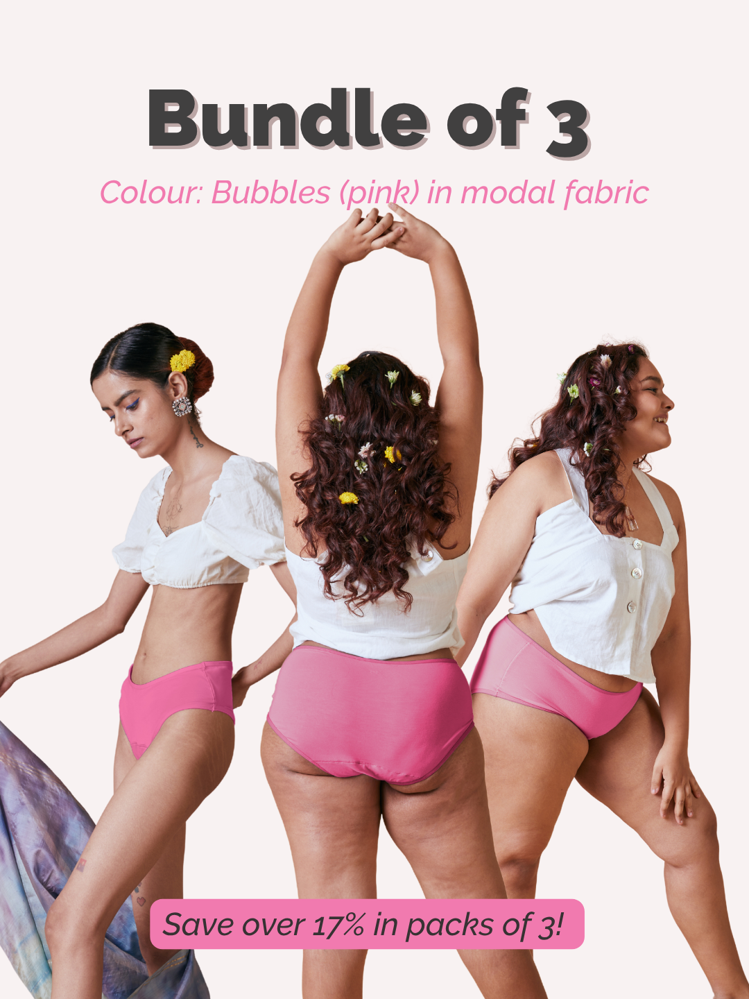 Bubble Pink Modal Fabric Underwear Bundle of 3 | Tilt Intimates