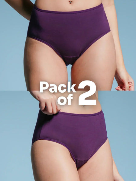 Purple underwear pack of 2 on a light blue background