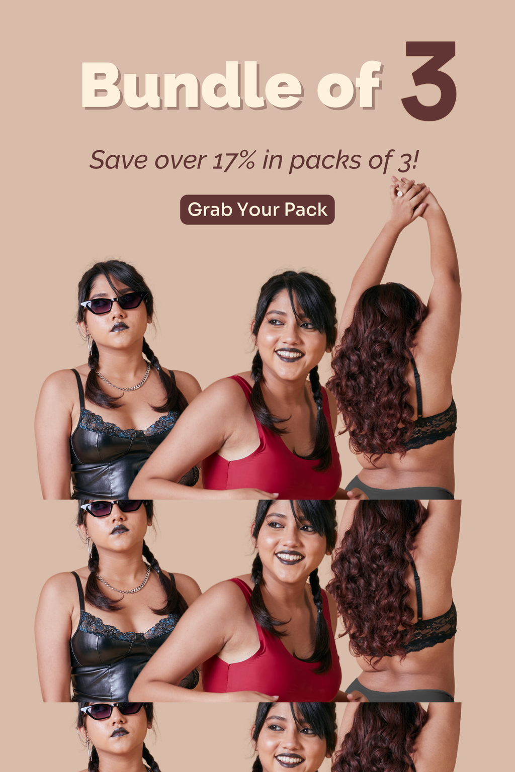 Modal underwear women – Tilt pack of 3 panties, breathable and absorbent.