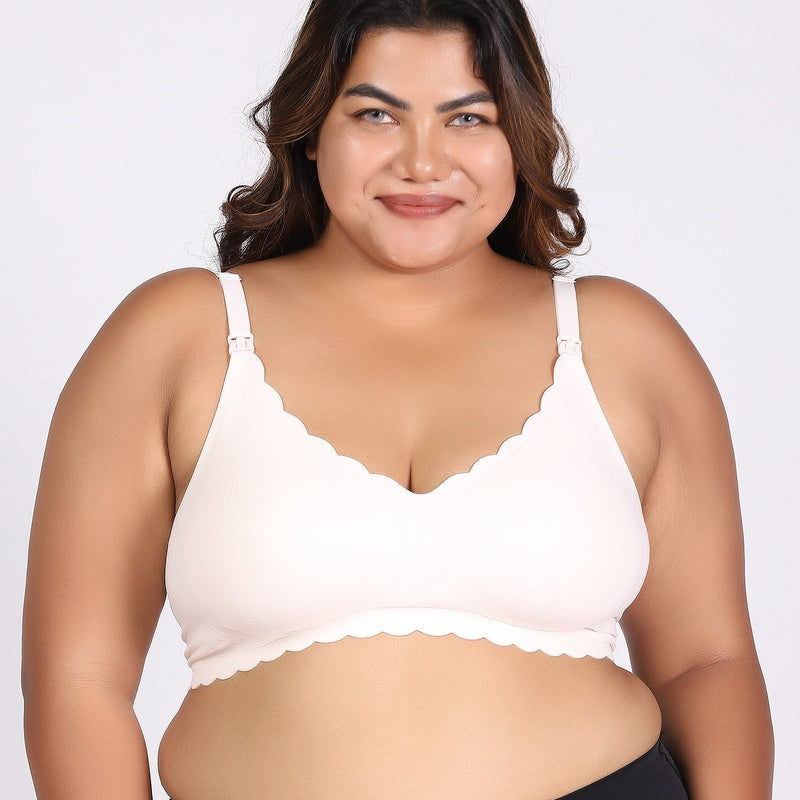 MamaEase Seamless Wirefree Padded Nursing Bra Beige